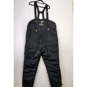 Vtg RefrigiWear Insulated Bib Overalls Black Quilted‎ Workwear USA Made L 41D